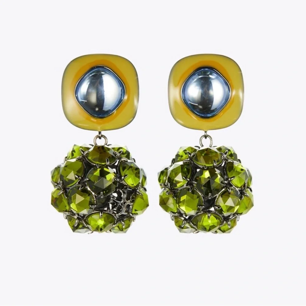 NEW.. Tory Burch Elegant Green and Gold Earrings